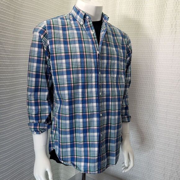 J. Crew Plaid Casual Dress Shirt Blue Multicolor Men's M - Picture 1 of 11